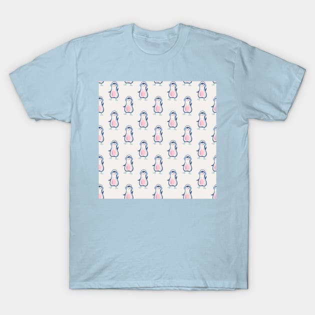 Christmas pattern with cute cartoon penguins T-Shirt by DanielK